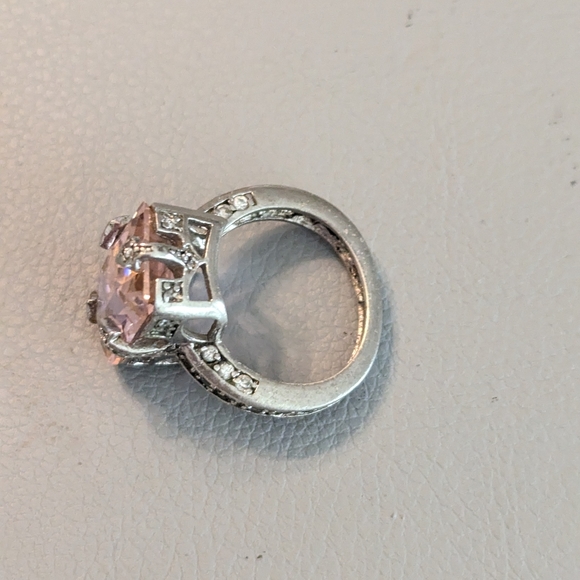 Vintage Sterling Silver 825 Pink Cut Gem And White Rhinestones Ring Size 6 - Picture 6 of 12